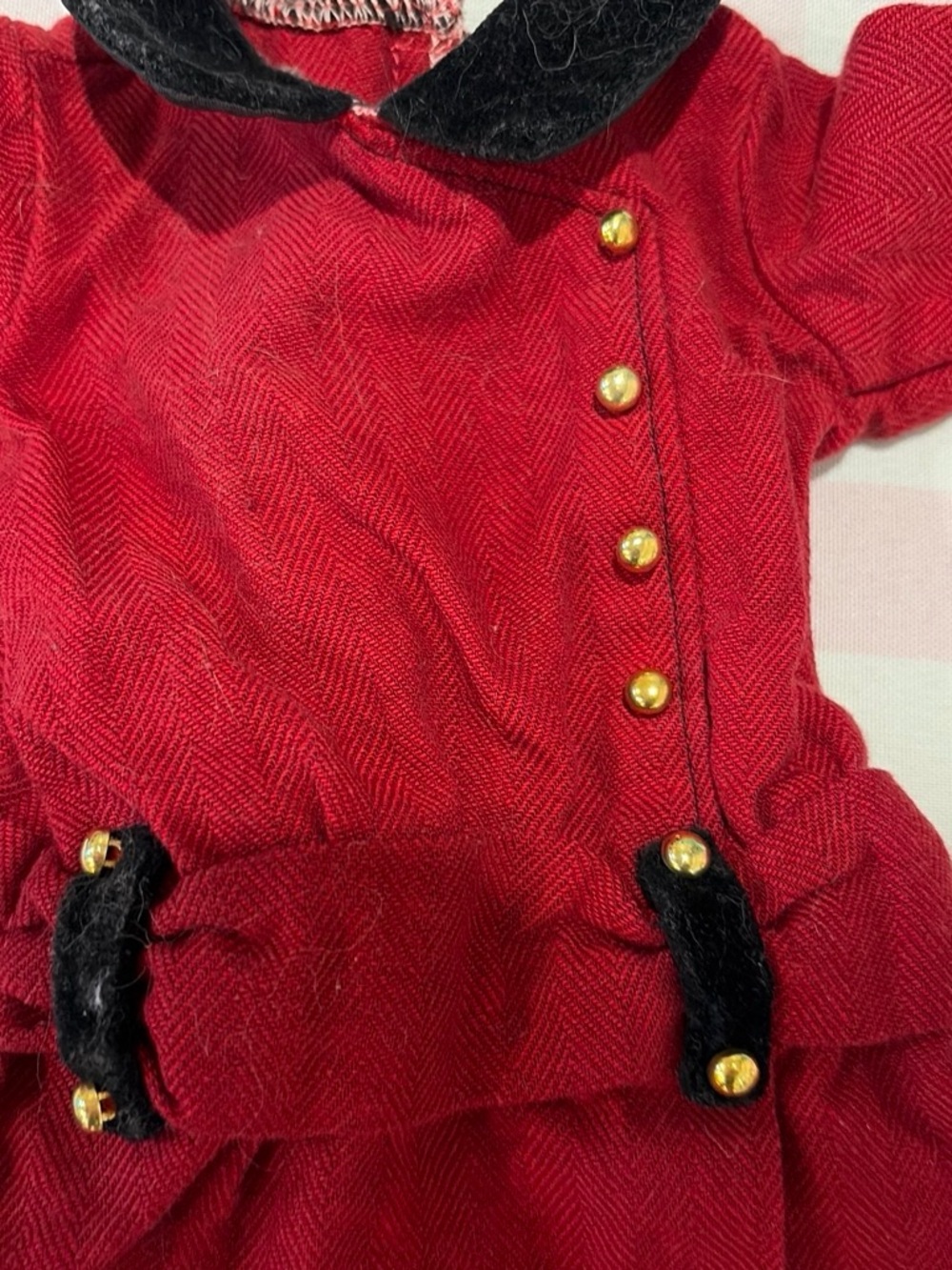 American Girl Red Dress with Black Collar and Gold Buttons